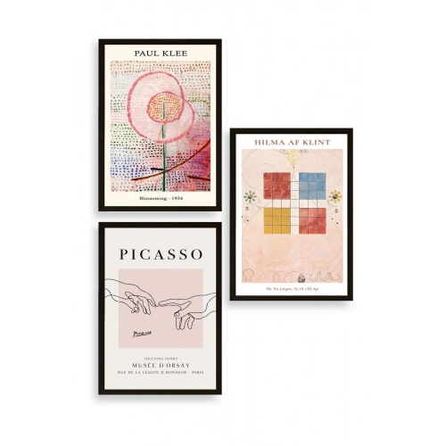 Ünlü Tablolar Üçlü Ahşap Çerçeveli Tablo 50 x 70