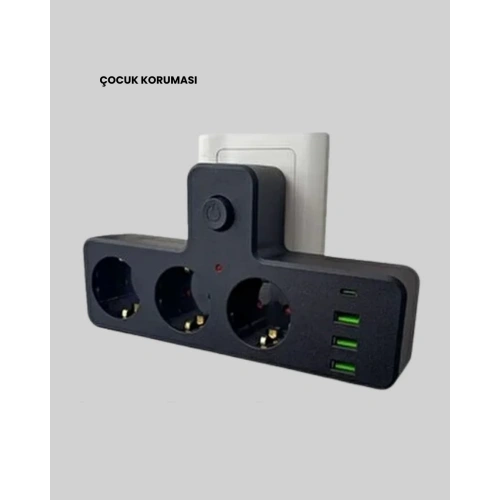 Usb Ve Type-c Çıkışlı Çoklu Priz 7li Güç Dağıtıcı