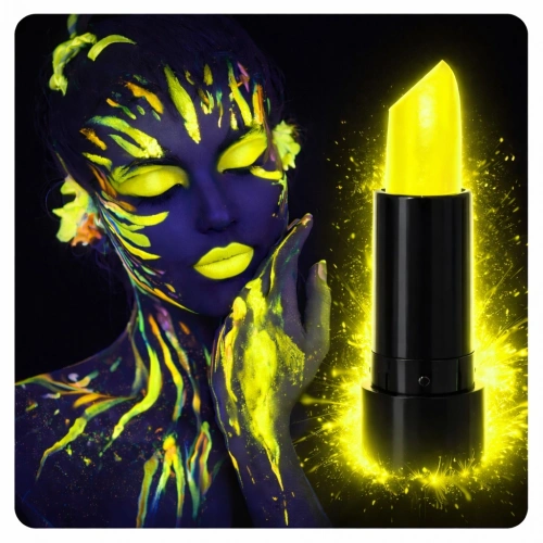 UV Neon Sarı Ruj – Karanlıkta Parlayan Makyaj Boyası