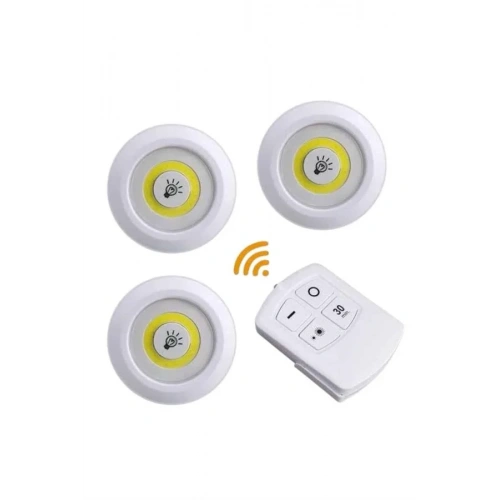 Uzaktan Kumandalı 3lü Led Lamba Seti Yapışkanlı