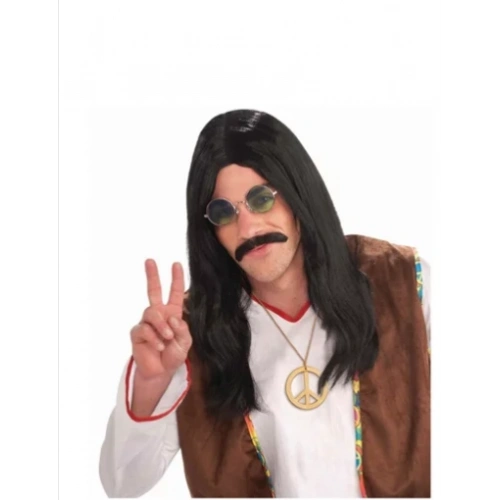 Long Baris Manco Wig and Mustache