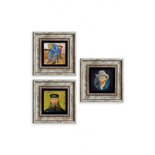 Van Gogh 3 lü Set Çerçeveli Taş Tablo 20 cm