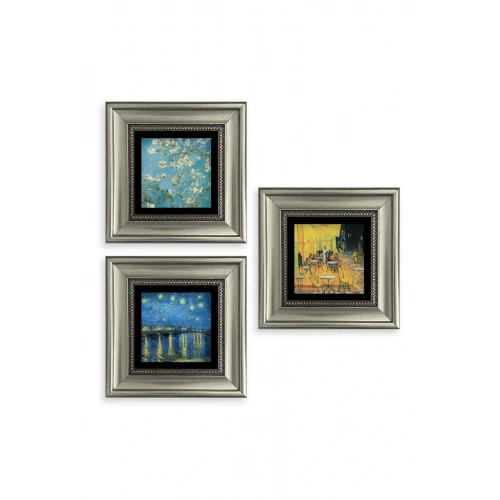 Van Gogh 3 lü Set Çerçeveli Taş Tablo 20 cm
