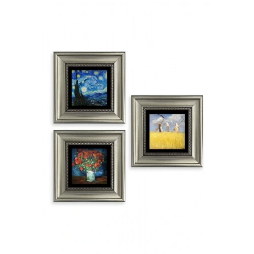 Van Gogh 3 lü Set Çerçeveli Taş Tablo 20 cm