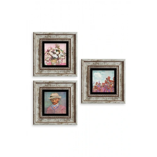Van Gogh 3 lü Set Çerçeveli Taş Tablo 20 cm