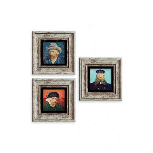 Van Gogh 3 lü Set Çerçeveli Taş Tablo 20 cm
