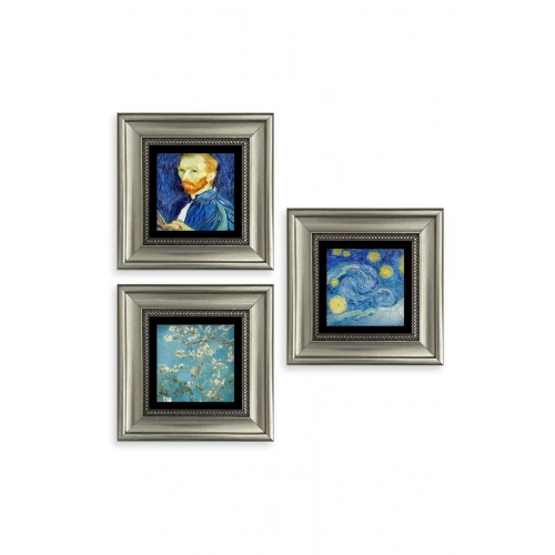Van Gogh 3 lü Set Çerçeveli Taş Tablo 20 cm