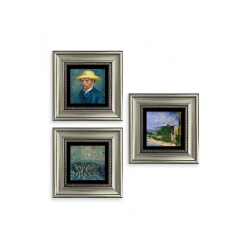Van Gogh 3 lü Set Çerçeveli Taş Tablo 20 cm