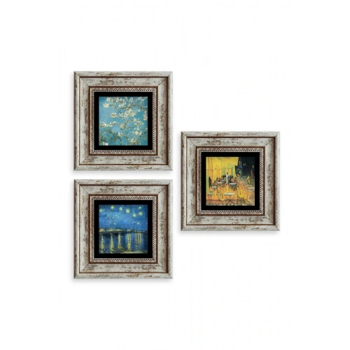 Van Gogh 3 lü Set Çerçeveli Taş Tablo 20 cm