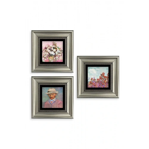 Van Gogh 3 lü Set Çerçeveli Taş Tablo 20 cm
