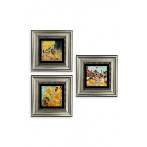 Van Gogh 3 lü Set Çerçeveli Taş Tablo 20 cm