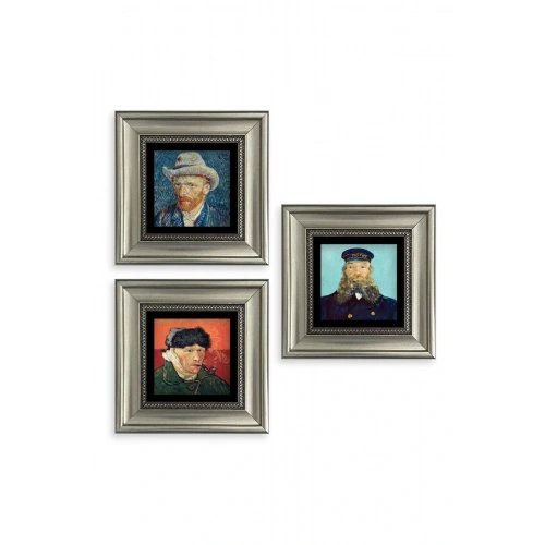 Van Gogh 3 lü Set Çerçeveli Taş Tablo 20 cm