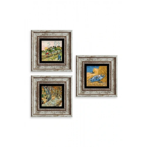 Van Gogh 3 lü Set Çerçeveli Taş Tablo 20 cm
