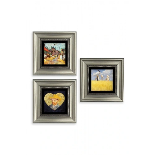 Van Gogh 3 lü Set Çerçeveli Taş Tablo 20 cm