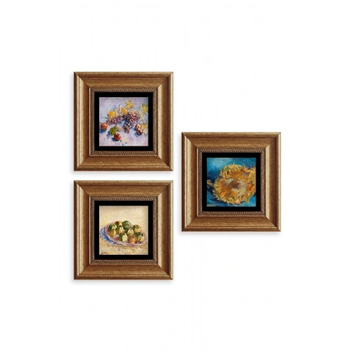 Van Gogh 3 lü Set Çerçeveli Taş Tablo 20 cm