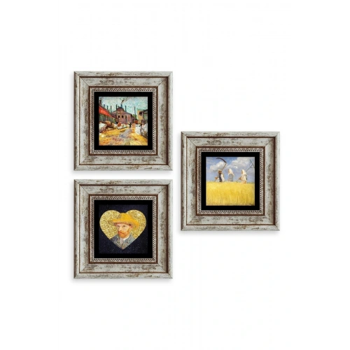 Van Gogh 3 lü Set Çerçeveli Taş Tablo 20 cm
