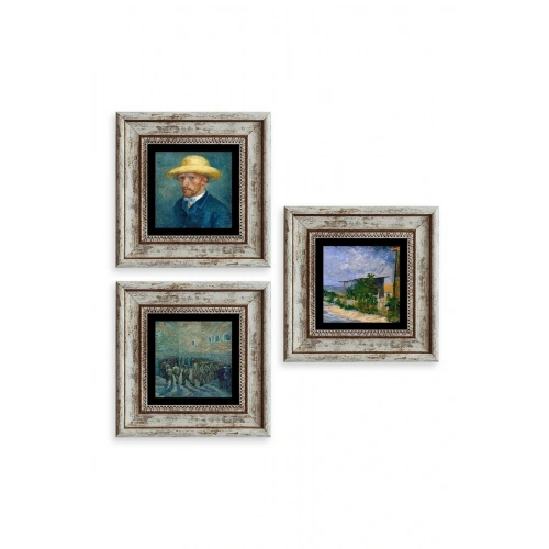 Van Gogh 3 lü Set Çerçeveli Taş Tablo 20 cm