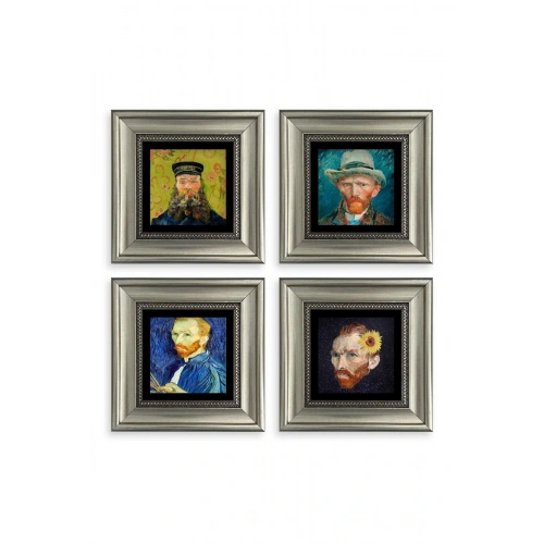 Van Gogh 4 lü Set Çerçeveli Taş Tablo 20 cm