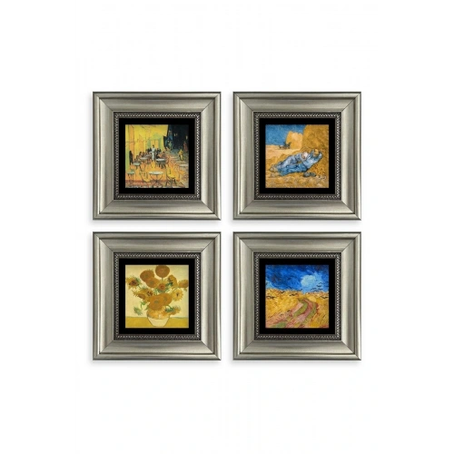 Van Gogh 4 lü Set Çerçeveli Taş Tablo 20 cm