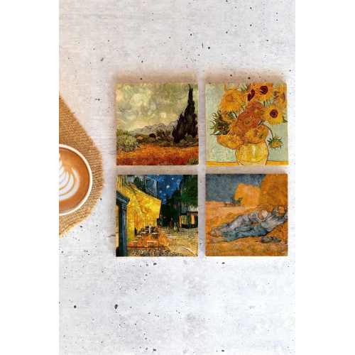 Van Gogh 4lü Taş Bardak Altlığı