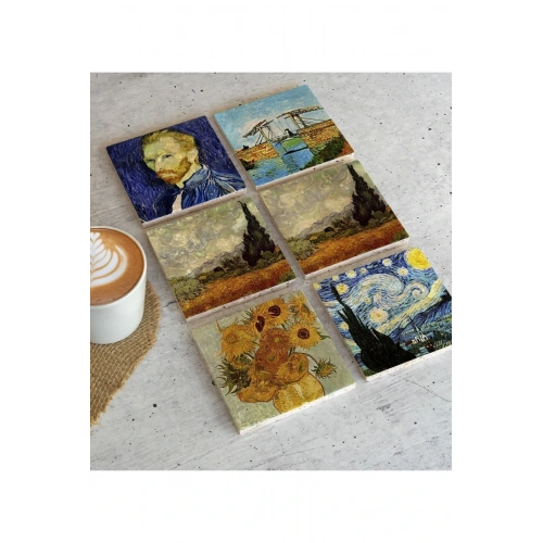 Van Gogh 6lı Taş Bardak Altlığı