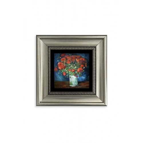 Van Gogh Çiçekli Vazo Çerçeveli Taş Tablo 20 cm