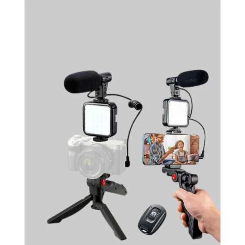 Video Çekim Kiti Tripodlu Led Mikrofon Seti