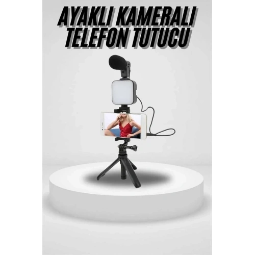 Vlog Çekimi İçin Mini Tripod Ve Mikrofon Seti