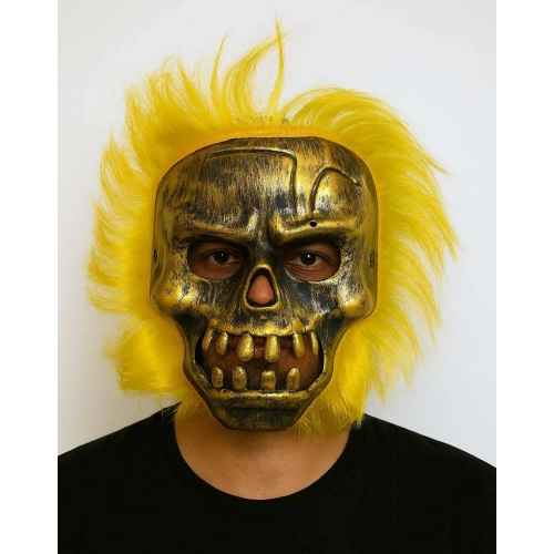 Wild Skull - Bakır Kafatası Sarı Saçlı İskelet Maske (5365)