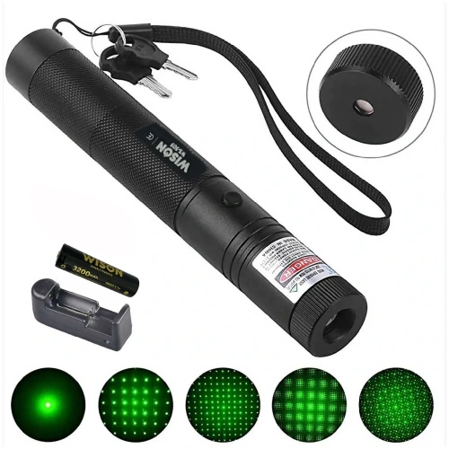 Wison WS-503 100MW 3.7V 3200 mAh Desen Başlıklı Şarjlı Yeşil Lazer Pointer (5365)