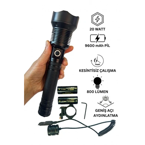 Wison WS-5412 Tüfek Feneri, Geniş Açı Avcı El Feneri 20 Watt (5365)