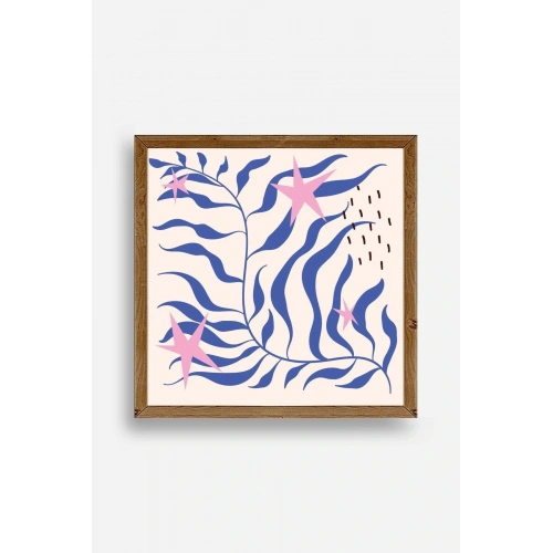 Yaprak Ahşap Çerçeveli Tablo 23 x 23