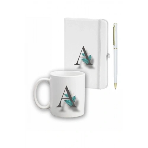 Yaprak Desen Ajanda, Kupa Ve Kalem Seti