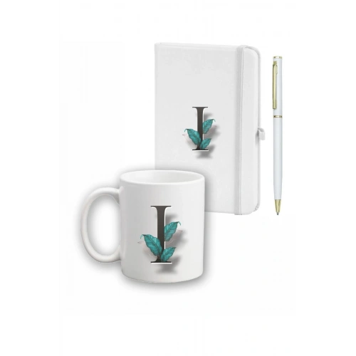 Yaprak Desen Ajanda Kupa Ve Kalem Seti