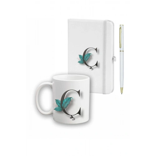 Yaprak Desen Ajanda, Kupa Ve Kalem Seti