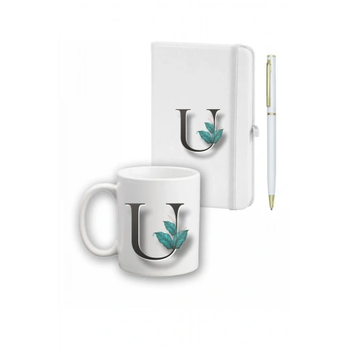 Yaprak Desen Ajanda, Kupa Ve Kalem Seti