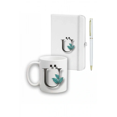 Yaprak Desen Ajanda, Kupa Ve Kalem Seti