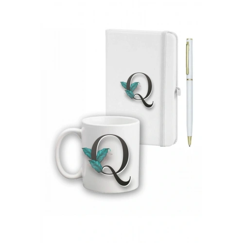 Yaprak Desen Ajanda Kupa Ve Kalem Seti