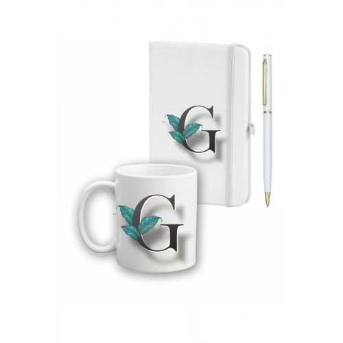 Yaprak Desen Ajanda, Kupa Ve Kalem Seti