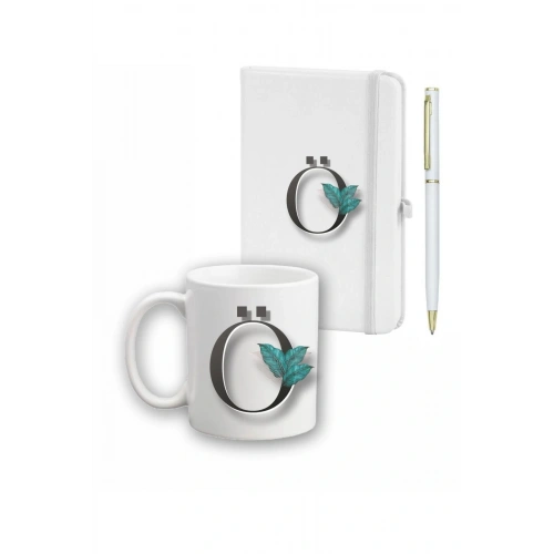 Yaprak Desen Ajanda Kupa Ve Kalem Seti