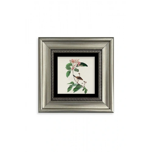 Yapraklar ve Kuş Çerçeveli Taş Tablo 20 cm