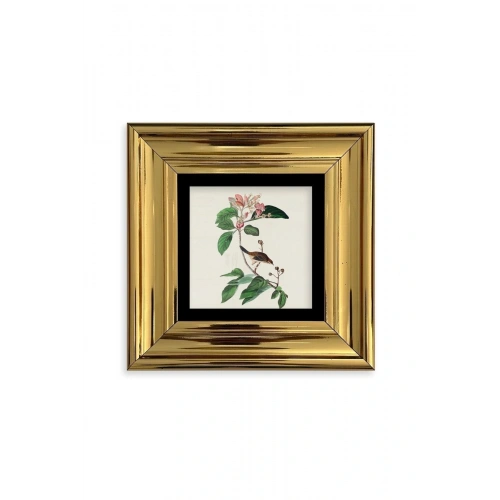 Yapraklar ve Kuş Çerçeveli Taş Tablo 20 cm