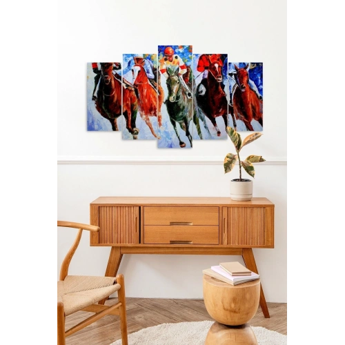 Yarış Atları 5 Parçalı Mdf Tablo 60 x 100