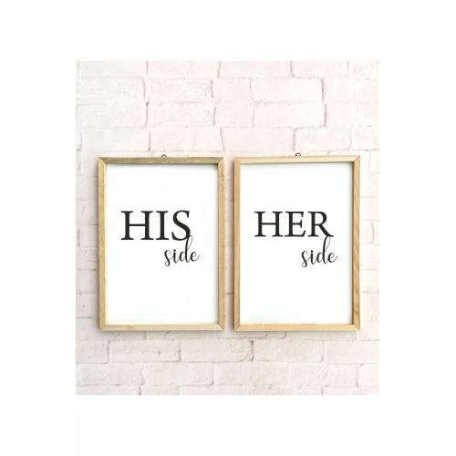 Yatak Odası His Side Her Side Ahşap Çerçeve Set 30 x 42