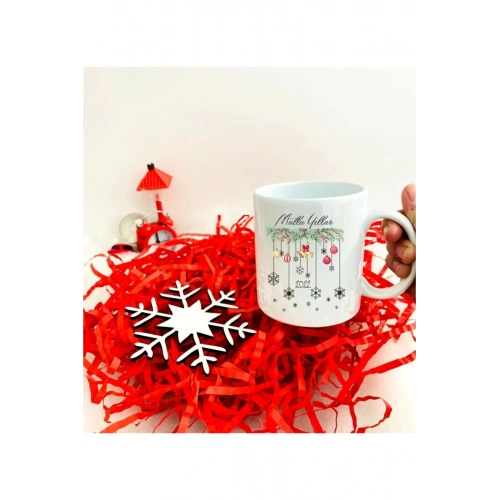 Yeni Yıl Kupa Bardak Ve Kar Tanesi Model Bardak Altlığı Seti