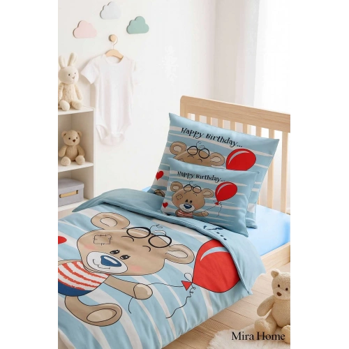 Newborn Baby Boy Bedding Set 100% Cotton Bear Baloon
