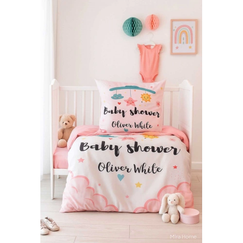 Newborn Baby Girl Bedding Set 100% Cotton Baby Shower White