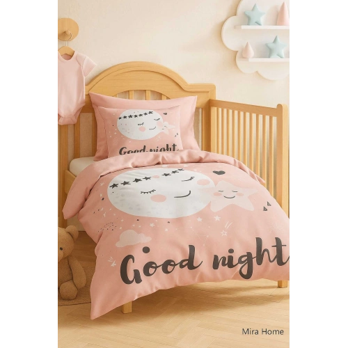 Newborn Girl Baby Bedding Set 100% Cotton Good Night