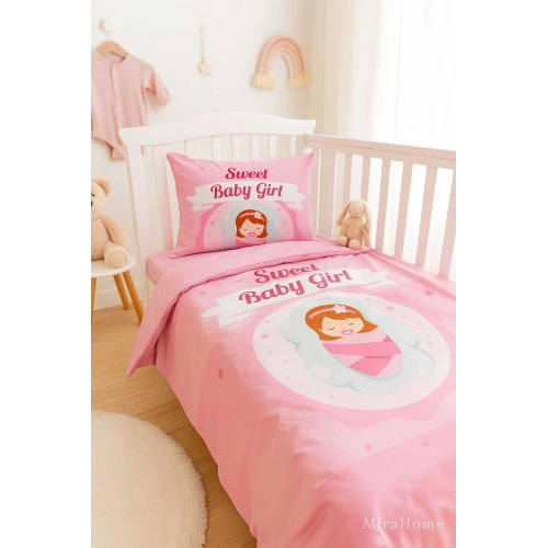 Newborn Baby Girl Bedding Set 100% Cotton Sweet Baby Girl