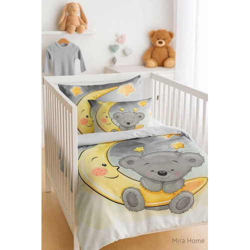 Newborn Girl / Boy Unisex Baby Bedding Set 100% Cotton Moon and Bear Print